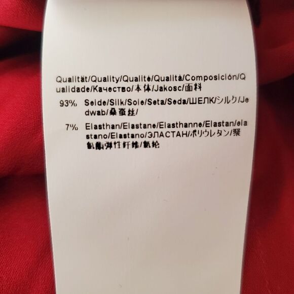 HUGO BOSS| 'Burana' Stretch Silk Blouse - size 10 in Dark Red - Picture 14 of 14